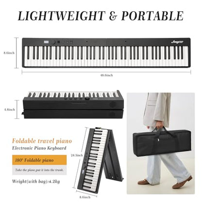 88-Key Portable Foldable Electronic Keyboard. the Portable Keyboard Comes with Headphones, Pedals, Stand and Fixing Frame. It Is Suitable for Beginners and Can Be Used Both on Trips and at Home - color: 88 Keys Set（Foldable）
