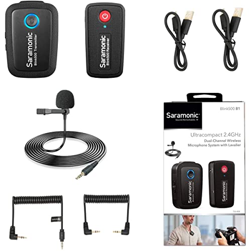 Saramonic Ultracompact 2.4 GHz Wireless Clip-On Mic System w/Lav & Dual-Reciever for Cameras & Mobile (Blink 500 B1) - size: Blink 500 B1