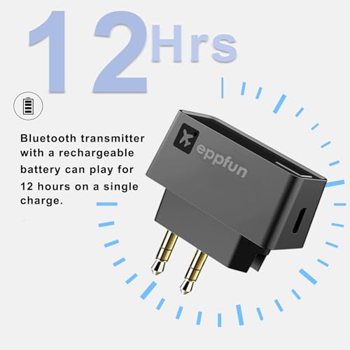 Professional Bluetooth 5.2 Transmitter for Airplane, Dual Connection Wireless Audio Adapter with aptX Low Latency/Aptx HD for Earbuds/Headphones