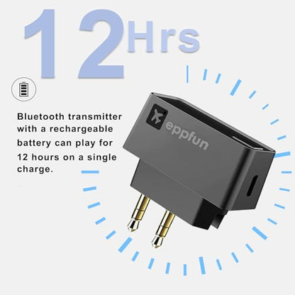 Professional Bluetooth 5.2 Transmitter for Airplane, Dual Connection Wireless Audio Adapter with aptX Low Latency/Aptx HD for Earbuds/Headphones