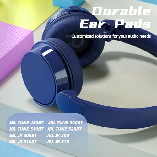 1 Pair Ear Pads Replacement, Earpads Cushions for JBL Tune600 T500BT T450 T450BT JR300BT T510BT T520BT JR310BT Headphones (Not Suitable for Tune 600btnc) with Memory Foam, Soft Protein Leather - color: Headphone Pad - Blue
