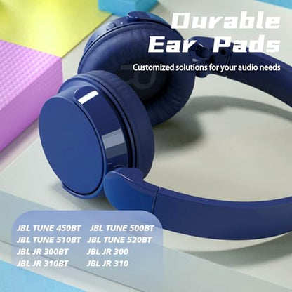 1 Pair Ear Pads Replacement, Earpads Cushions for JBL Tune600 T500BT T450 T450BT JR300BT T510BT T520BT JR310BT Headphones (Not Suitable for Tune 600btnc) with Memory Foam, Soft Protein Leather - color: Headphone Pad - Blue