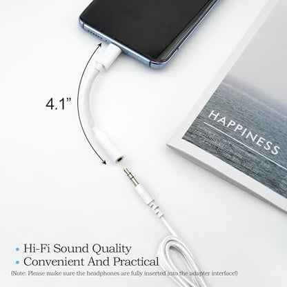 BlingKingdom USB C to 3.5 mm Headphone Jack Adapter, Type C to Aux Audio Braided Cable Connector Adaptor Compatible with iPhone 15/16 Series, Samsung Galaxy S24 S23 S22 21Ultra, iPad Pro, MacBook