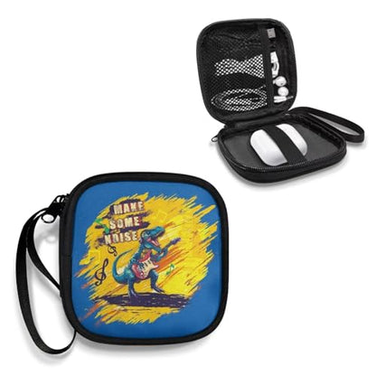 [1-Pack] Headphone Travel Carrying Case Pouch for Earbuds Headsets in-Ear Headphones Hearing Aids USB Cable and More with A Smooth Zipper Hand Belt(Dinosaur) - color: Dinosaur