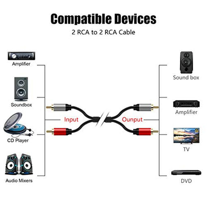 Tan QY 2RCA to 2RCA Audio Cable 3Ft-Gold Plated OFC for HDTV & Gaming | Premium OFC & Gold-Plugs Cable - Clear Bass, Noise Shielding for Home Theater, TV, Amp & Subwoofer - color: 3Ft/1M
