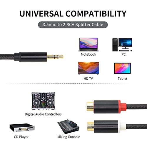 YACSEJAO 3.5mm to RCA Cable 24CM RCA to Aux Cable 3.5mm Male to 2RCA Female Adapter for Headphone, MP3, Tablet, Speaker, HDTV, Phone and More(RCA to 1/8"/24CM) - color: RCA to 1/8"/24CM