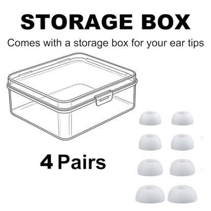 Replacement Ear Tips Compatible with Soundcore Sleep A30 | Soft Silicone Eartips with Portable Storage Box (4 Pairs, White, XS/S/M/L)