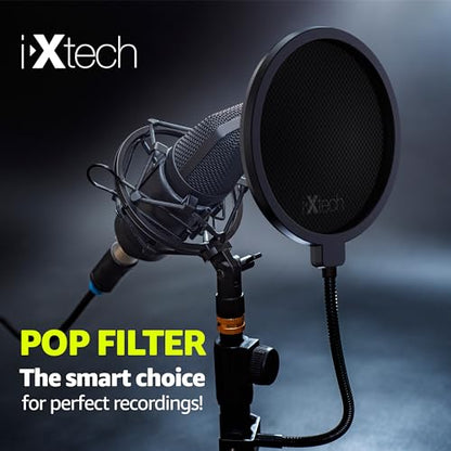 Pop Filter for Mic Microphone, Blue Yeti Mic Pop Filter Dual Layered Wind Pop Screen with a Flexible 360 Degree Gooseneck Clip Stabilizing.