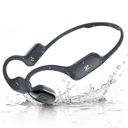Swimming Headphones with Safelight, IPX8 Waterproof Bone Conduction Headphone Wireless Underwater Earbuds with 32GB Memory for Swimming, Cycling, Marathon