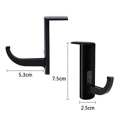 Mudder 4 Pack Headphone Hanger Hook for Monitor, Adhesive Mount, Black | 4 Stick-on headset holder, no screw install, fits most computer desk monitor edge, adhesive hooks included