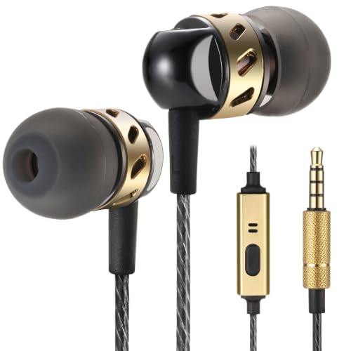 Betron AX5 Earphones Wired Earbud Headphones with Microphone | 3.5mm Jack, Plug in, Tangle-Free Cable, Sound Isolation, S/M/L Ear Buds , Carry Case included