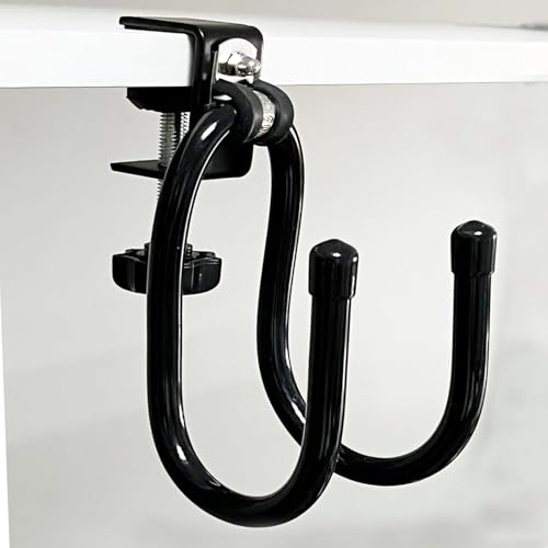 AUXPhome 2/PK Portable Desk Mount Hanger, Strong Table Hanger Hooks for Backpack, Hard hat, Cords,Bags,Mug,Towels, Shoes, Toys, Umbrella, Cap,Headphone,Purse,Handbag,etc for Table Desk, Under Counter