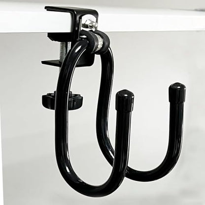 AUXPhome 2/PK Portable Desk Mount Hanger, Strong Table Hanger Hooks for Backpack, Hard hat, Cords,Bags,Mug,Towels, Shoes, Toys, Umbrella, Cap,Headphone,Purse,Handbag,etc for Table Desk, Under Counter