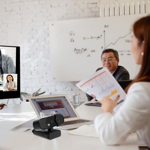 USB Webcam Plastic Video Conferencing Camera for PC 1080p with Microphone, and Crisp Live Broadcast Video Camera, Plug and Play for Desktop Computer and Remote Work