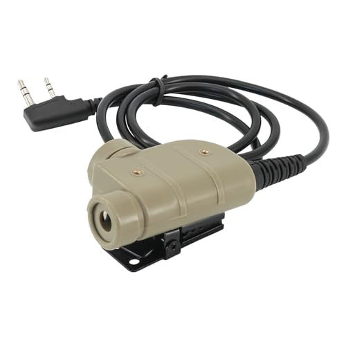 U94 PTT 2pin，Push to Talk for UV5R etc. with Civilian Version，Airsoft Tactical Headset(Tan)
