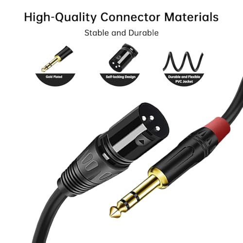 2-Pack 100 FT XLR Male to 1/4 Inch TRS Balanced Audio Cable - 3-Pin XLR to 6.35mm Stereo Adapter Cord for Microphone,Speaker, Mixer, Amplifier - size: 100 FT