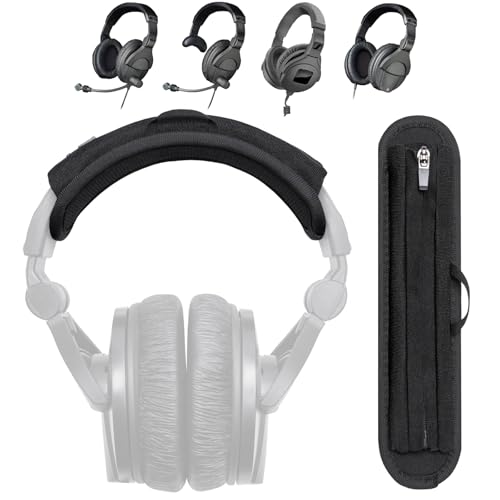 Headband Cushion Cover Compatible with Sennheiser HD280, HD280 Pro, HD300 Pro, HMD280, HMD281 Over Ear Headphone, 6mm Thick Soft Cushion, No Wobble Zipper Slider, with Hanging Loop