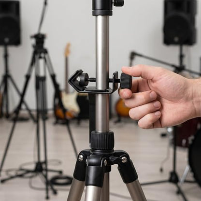 ibasenice Clamp-On Headphone Hook - Adjustable Mic Stand Mounted Headphone Holder - Studio Cable Rack - Metal Headset Hanger Hook for Cowbell Tambourines - Fit Up to 2" Dia Tubes