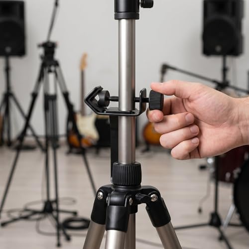 Toddmomy Headphone Hanger Stand - Adjustable Clamp-On Headphone Holder for Mic & Music Stands - Fit Up to 2" Dia Tubes - Metal Headset Hook for Cords Tambourines Cowbell