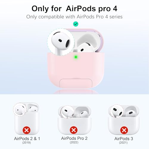RFUNGUANGO AirPods 4 Case with Magnetic Lid Phone Stand, Pink | Compatible with AirPods Pro 4th Generation, Wireless Charging Compatible with Cleaning Kit & Lanyard - color: A-WCW-Pink, size: AirPods 4 Case