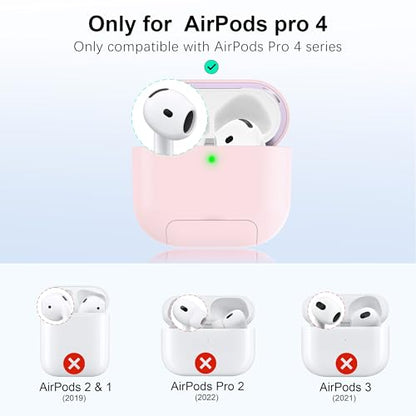 RFUNGUANGO AirPods 4 Case with Magnetic Lid Phone Stand, Pink | Compatible with AirPods Pro 4th Generation, Wireless Charging Compatible with Cleaning Kit & Lanyard - color: A-WCW-Pink, size: AirPods 4 Case