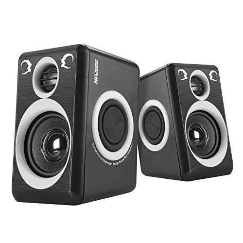 RECCAZR Computer Speakers with Surround Sound 2.0CH USB Wired Powered Multimedia Speaker for Desktop/TV/PC/Laptops/Smart Phone Built-in Four Loudspeaker Diaphragm (Gray) - color: Black & Gray