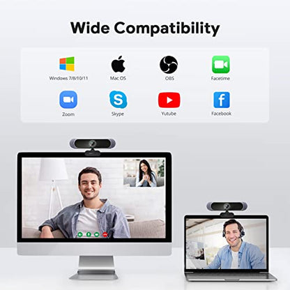 DEPSTECH 4K Webcam, Ultra HD 1/2.55'' Sony Sensor 3X Digital Zoom Autofocus | Dual Noise-Canceling Microphones, Remote Control, 80° FOV, Streaming Webcam for PC Mac Laptop Video Call Zoom Skype Teams