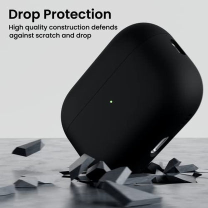 ORNARTO Compatible with AirPods Pro 2 Case 2022, Full Protective Hybrid Silicone for AirPods Pro 2nd Generation Case, Front LED Visible Skin Cover-Black | Hybrid Silicone Rubber, Front LED Visible, Wireless Charging, Skin-Friendly Soft Touch, Anti-Scratch