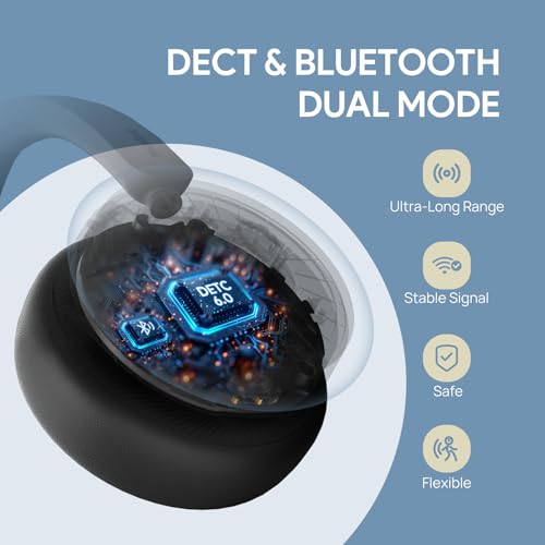 Yealink WH64 Hybrid Mono DECT Bluetooth Wireless Headset with Mic for Work | Teams Zoom Certified, Single Headphones with USB DECT Dongle for PC Mobile, 492ft Long Range, 3X Mic Noise Canceling, 26H - style: WH64 Hybrid Mono