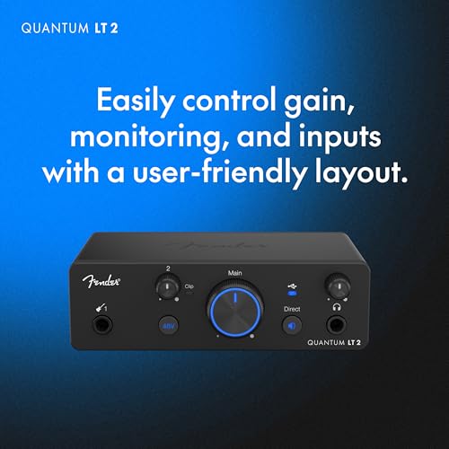 Fender Quantum LT2 USB Audio Interface, for Guitarist, Vocalist, or Producer. Includes easy to use software, Fender Studio app, Amp and FX pack to create Studio Quality recordings. PC/Mac | Or Producer. Includes easy to use software, Fender Studio app, Am