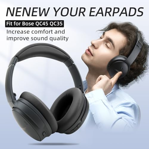 Ear Cushion and Protein Leather Replacement Headband Pad Kit for Bose QuietComfort 35 45 QC35 QC45 with Noise Isolation Memory Foam (Dark Gray) - color: Dark Gray