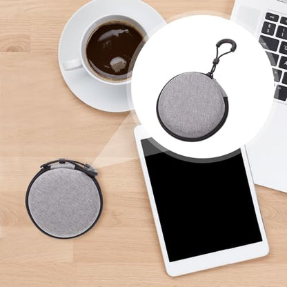 Portable Earphone Bag and Data Cable Carrying Case for Wired Earbuds, Rounded Nylon Storage Pouch with Zipper, Gray Travel Key and Coin Organizer for Electronics