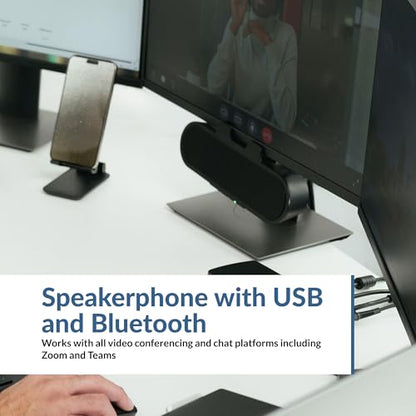 Cyber Acoustics USB & Bluetooth Speaker Bar (CA-2890PRO) USB Powered with Speakerphone for PC and Bluetooth for Connection to Smartphones, Clamps to Monitors up to 2 Inches Thick, 20 Watts - style: USB & BT - Pro