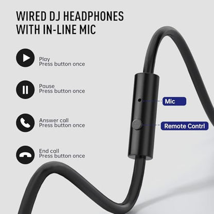 EKSA Wired Headphones, Over Ear Headphones for Studio Monitor/Mixing DJ | Hi-Res Stereo Sound, 1/4 to 3.5mm Jack, 50mm Drivers, for PC Keyboard Piano Podcast Guitar AMP Computer Recording Mixing
