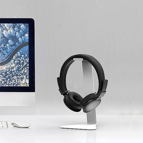 Kanto H1 Universal Headphone Stand - White - Solid Steel Construction - Curved Silicone Resting Surface - color: White, style: H1 Universal