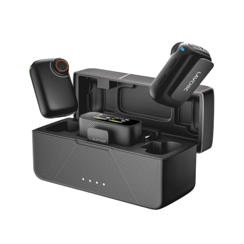 S20 Pro Wireless Lavalier Mic, AI Noise Canceling for Vlog YouTube | 2TX Dual Mic for iPhone Android Camera PC, 250m Range, 18H Battery, Touchscreen, Magnetic Clip, Bluetooth Accompaniment