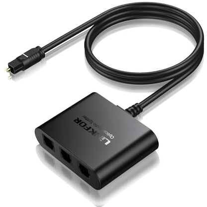 LiNKFOR Optical Cable Splitter 1x3 SPDIF Toslink with 1PCS Optical Audio Cable Toslink Splitter 1 in 3 Out Support LPCM 2.0 DTS Dolby-AC3 Compatible with PS3 DVD HDTV STB Etc - style: 1 x 3 Optical Audio splitter