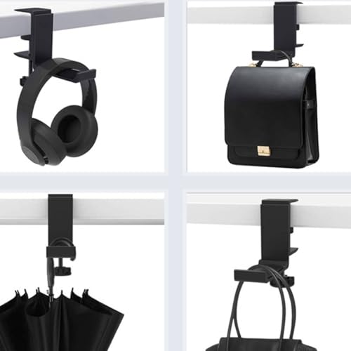 Headphone Holder with Adjustable Clamp Mount Desk Organizer Stand Foldable Hanger Anti-Slip Cushioned Pads Aviation Aluminum Construction Suitable for Office Home Use