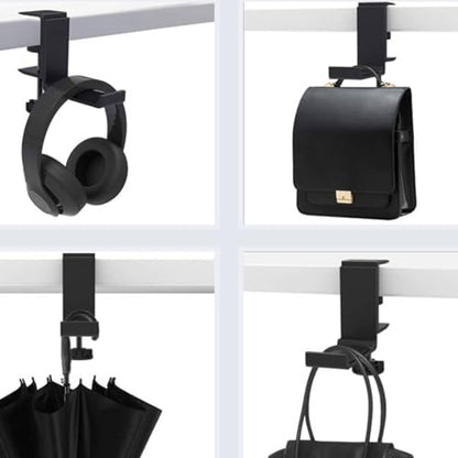 Headphone Holder with Adjustable Clamp Mount Desk Organizer Stand Foldable Hanger Anti-Slip Cushioned Pads Aviation Aluminum Construction Suitable for Office Home Use