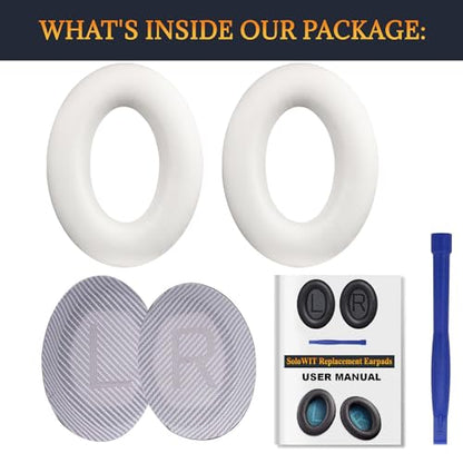Replacement Earpads Cushions for Bose QuietComfort 35 (QC35) & Quiet Comfort 35 II (QC35 ii) Headphones, Ear Pads with Softer Leather, Noise Isolation Foam, Added Thickness (White) - color: White