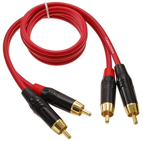 CablesOnline, 2ft. Two-RCA Male to Two-RCA Male Gold-Plated Ultra-Flexible Red Premium Audio Cable, AV-402QR - size: 2ft.