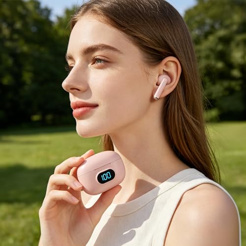 Coby True Wireless Earbuds with LCD Battery Display Charging Case, Bluetooth 5.3 in-Ear Headphones with Touch Controls, Built-in Mic, 10-Hour Playtime, Rose Gold - color: Rose Gold