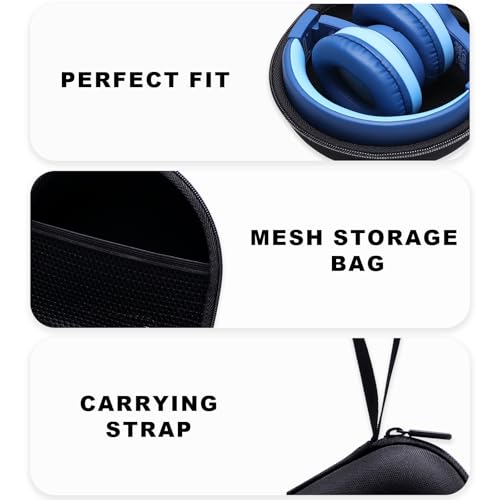 Kids Headphone Case for Acer/iClever/Candy Bila, Black(Case Only) | for iClever BTH12/HS19/BTH22/BTH20/BTH18/BTH26, JBL Junior 320/320BT, MIDOLA, JoySpark, eKids, ADOOPE, JLab Kids Headphones - color: Black