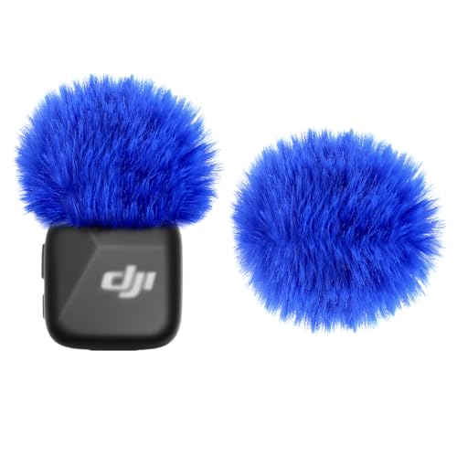 Microphone Windscreen for DJI MIC MINI (2024) Wireless Microphone Furry Wind Muff Accessories (2 Packs-Blue) - color: blue-2pcs
