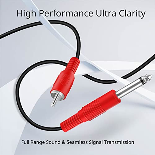 TNP Dual 1/4 Inch TS to Dual RCA Male Stereo Audio Patch Cable, 3 Feet | Dual 6.35mm Ts-To-Rca Interconnect Cord for Mixers, Amplifiers, Av Receivers, Speakers, Recording Gear, and Home Audio