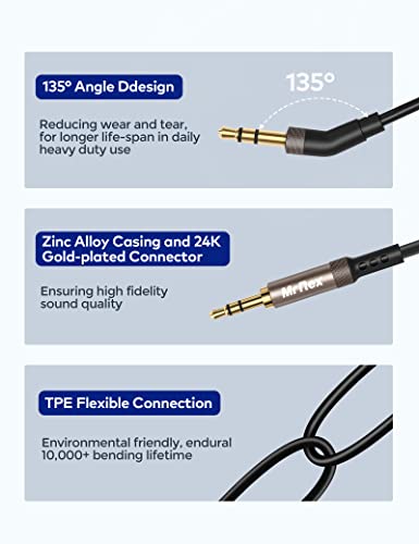 Mr Rex 3.5mm to 2.5mm Aux Cable Cord for Bose 700 QuietComfort Ultra QC45 QC35II QC35 QC25 Noise Cancelling Headphones, JBL E45BT E55BT E65BTNC Bluetooth Earphone, Audio Replacement Wire (1-Pack, 5FT) - size: 1-Pack, 5FT