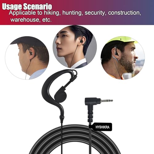 G-Shaped Tactical Earpiece for Motorola Talkabout T210 T802 T470 T600 T470 T475 Two-Way Radios - Secure Fit Earhook with PTT Mic & Coiled Cord