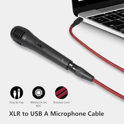 10FT XLR to USB Recording Cable,XLR Female to USB A Microphone Link Converter Cable for Microphones or Karaoke Recording