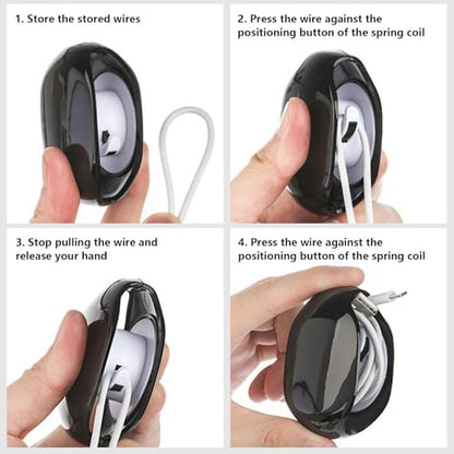 Automatic Cord Winder Cord Retractor Storage Small Winder Case | Travel Cable Management Box Horizontal for Headphone Phone Tablet Reader Chargers Home Car Travel