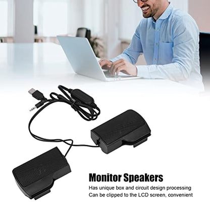 Wired Laptop Speaker, USB Powered Soundbar Stereo Sound Mini Computer Speaker with Screen Clip for Notebook Tablets TV